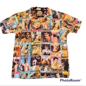 Male vintage magazine button down